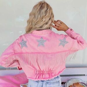 Tassel Trim Star Denim Jacket